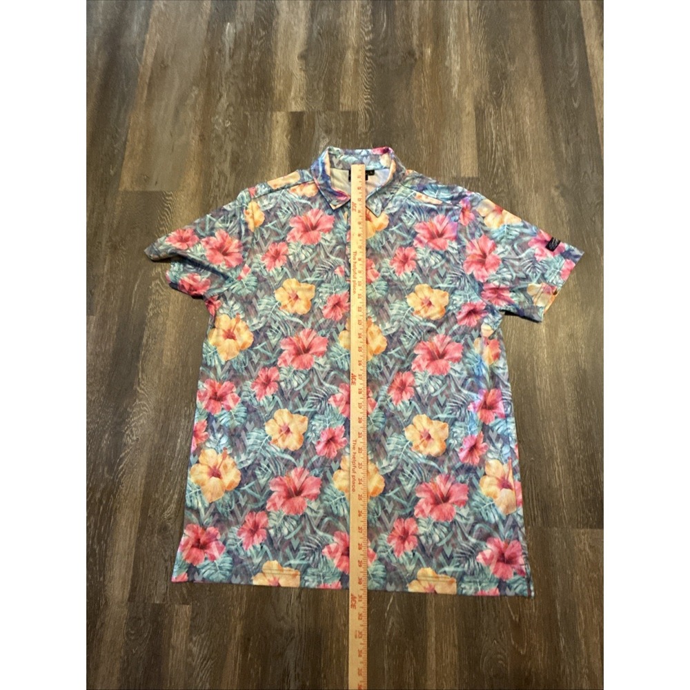Sunday Swagger Aloha Floral Hawaiian Print Golf Polo Men's Large - Picture 6 of 6